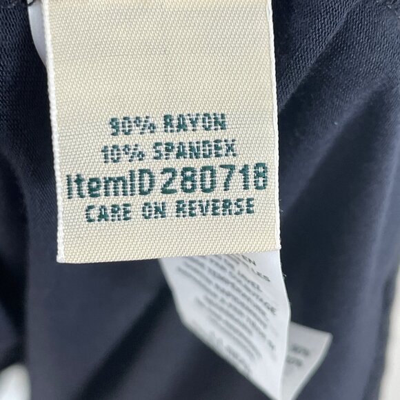 LL Bean Womens Large Black Faux Wrap Dress Stretch Short Sleeve V Neck - Picture 4 of 8